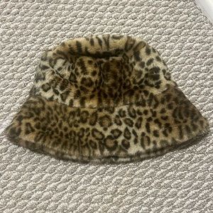 Fuzzy Leopard/Cheetah Print Bucket Hat